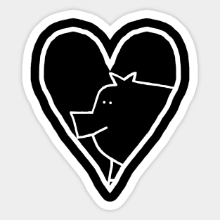 Minimal White Line My Pig Valentine Sticker
